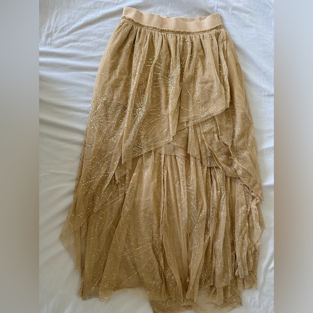 Free People Skirt NWOT medium glitter gold.